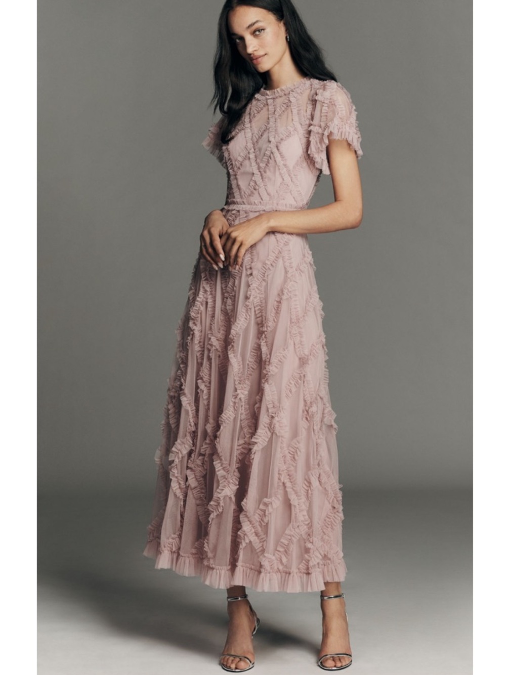 Mac Duggal Short Sleeve Crosshatch Dress Anthropologie